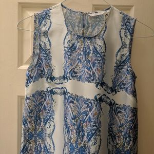 Key hole back printed silk tank